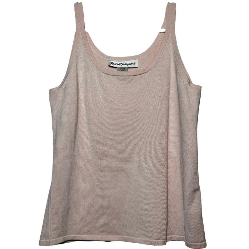 Norm Thompson Silk Tank Top Sleeveless Scoop Neck Knitted Stretch Pink Medium